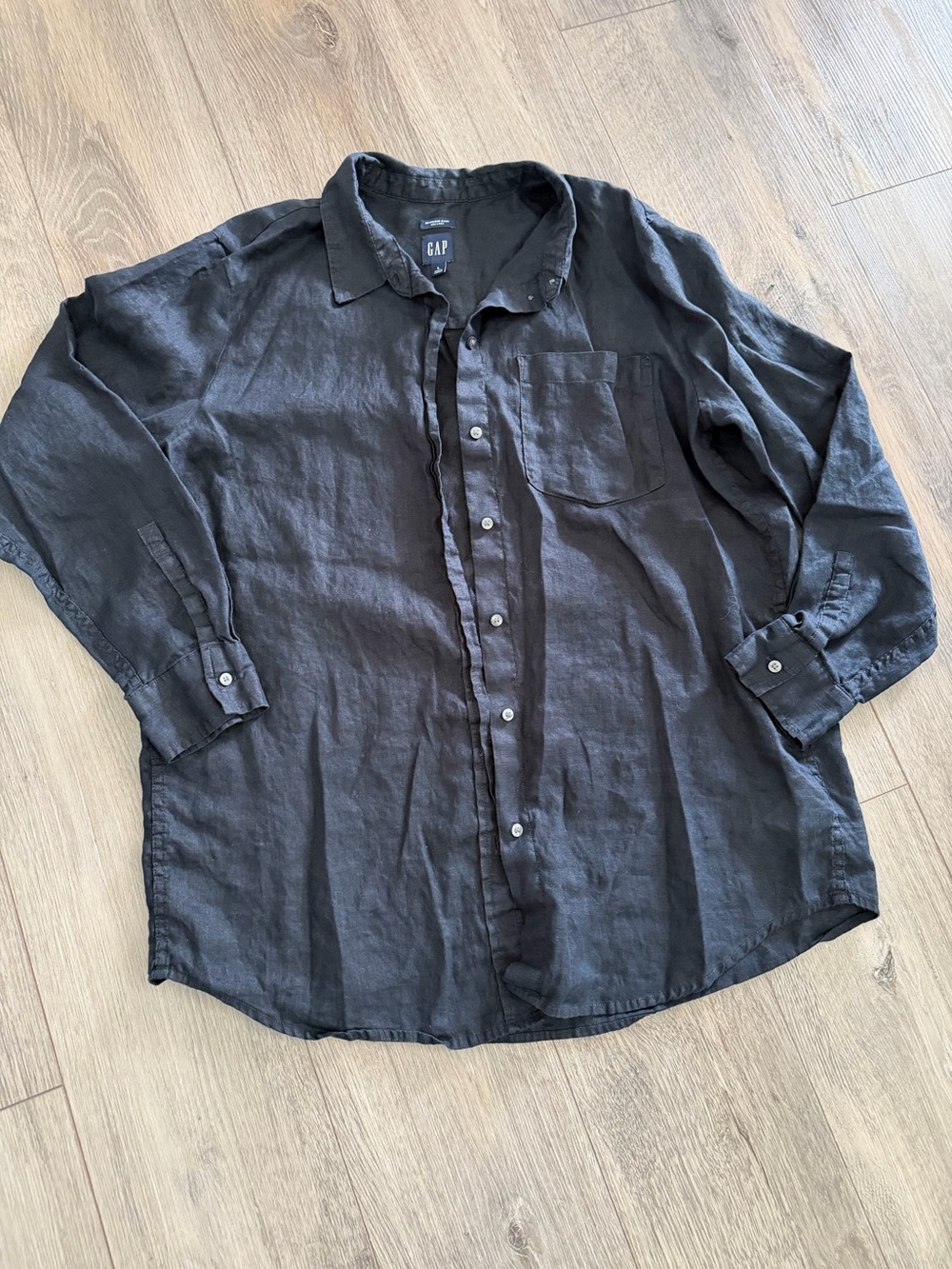GAP Black Linen Button-Up Shirt